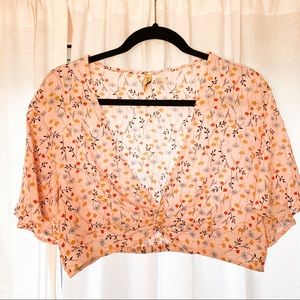 H&M floral tie front crop top